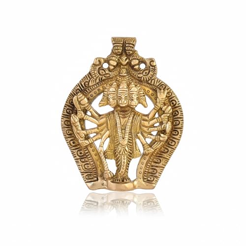 CraftVatika Brass Panchmukhi Hanuman Murti - Panchmukhi Hanuman Brass Idol Statue Wall Hanging For Home, Pooja Room, Mandir Wall Decor - Image 4