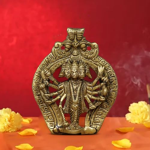 CraftVatika Brass Panchmukhi Hanuman Murti - Panchmukhi Hanuman Brass Idol Statue Wall Hanging For Home, Pooja Room, Mandir Wall Decor - Image 2