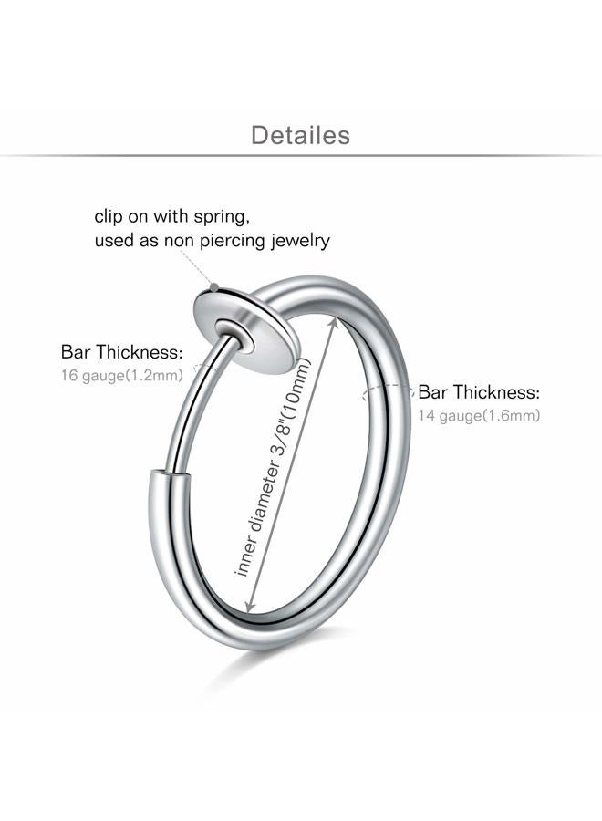 MODRSA Fake Nose Ring Fake Earring Hoop Spring Faux Lip Earrings Cartilage Conch Hoops Earring Clip on Nose Ring Hoops Non Piercing Jewelry for Women - Image 2
