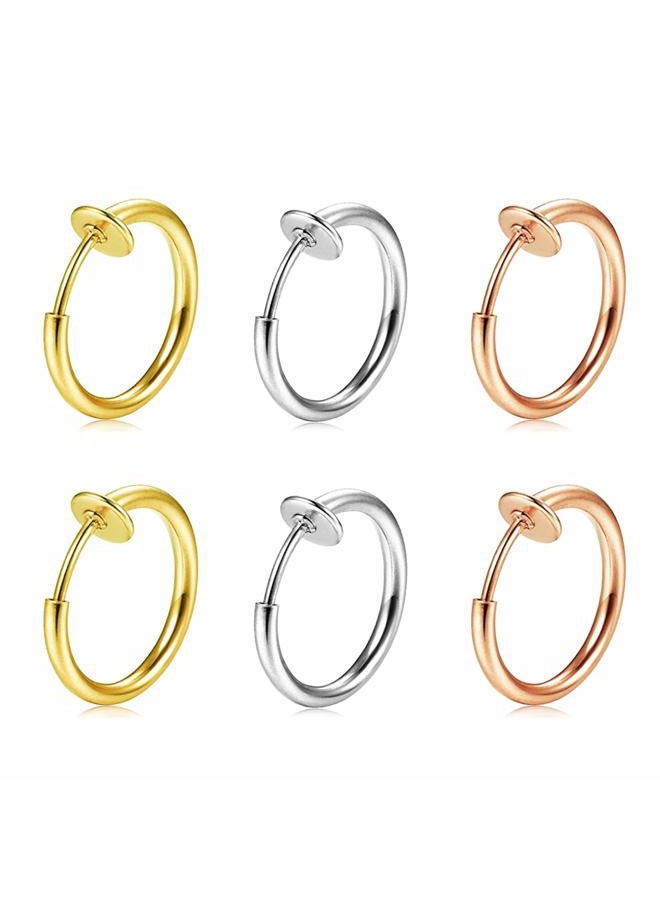 MODRSA Fake Nose Ring Fake Earring Hoop Spring Faux Lip Earrings Cartilage Conch Hoops Earring Clip on Nose Ring Hoops Non Piercing Jewelry for Women - Image 1