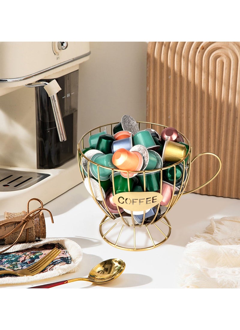 LKTOCAFT Metal Coffee Pod Organizer Holder, Capsule Storage Basket, Espresso Cup Shape, Durable Iron Art for Kitchen Countertop Decor, Home Office,  - Image 3