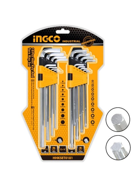 18 Pcs hex key and torx key set