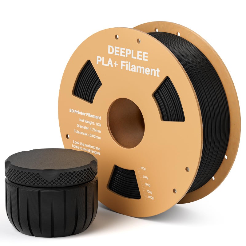 DEEPLEE PLA+ 1.75mm 3D Printer Filament, PLA Plus with Dimensional Accuracy +/- 0.02mm, Higher Strength and Toughness, Neatly Wound, No Clogging, Fits for Most FDM 3D Printers, 1KG Black - Image 1