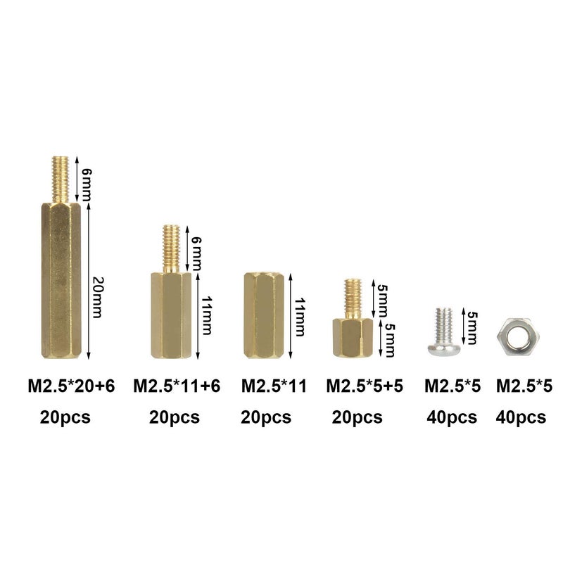 HanTof Raspberry Pi Installation Tool 160 Pcs/Lot M2.5 Series Hex Brass Spacer/Standoff + Nuts + Screws Raspberry Pi 3 Model B+(Plus) / 3B / Zero W Accessories Kit - Image 2