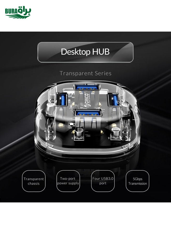 براق - ORICO H4U-U3 4-PORT PRASPARENT HUB - Image 1
