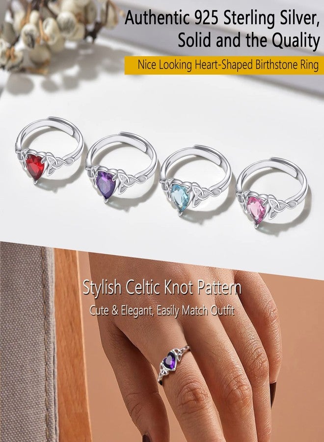 PROSILVER March Birthstone Rings 925 Silver Crystal Jewelry Aquamarine Blue Cubic Zirconia Heart Ring - Image 3