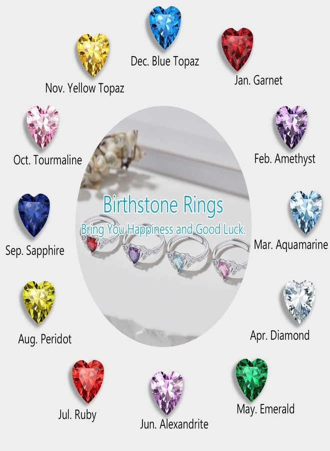 PROSILVER March Birthstone Rings 925 Silver Crystal Jewelry Aquamarine Blue Cubic Zirconia Heart Ring - Image 4