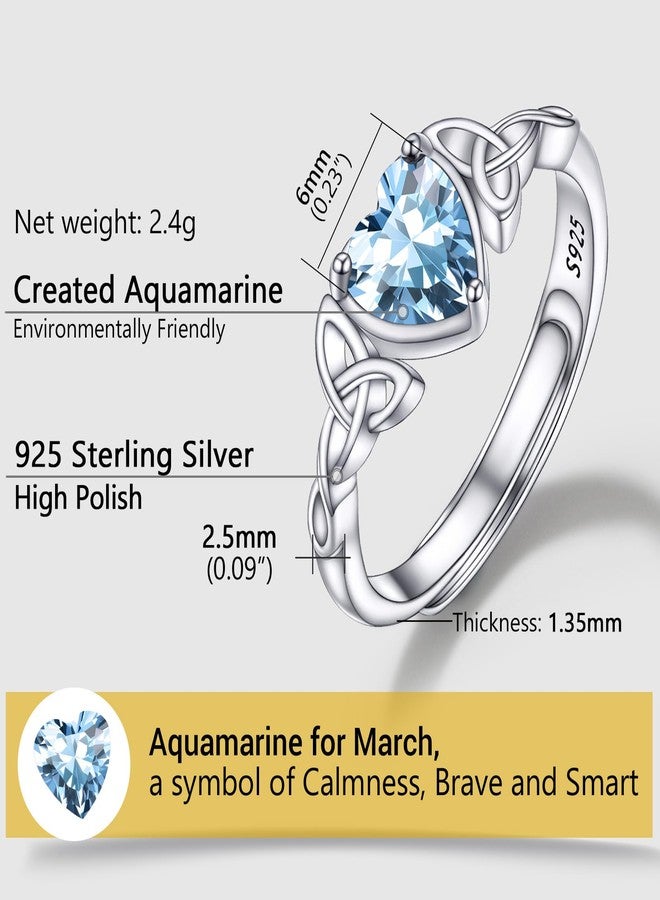 PROSILVER March Birthstone Rings 925 Silver Crystal Jewelry Aquamarine Blue Cubic Zirconia Heart Ring - Image 5