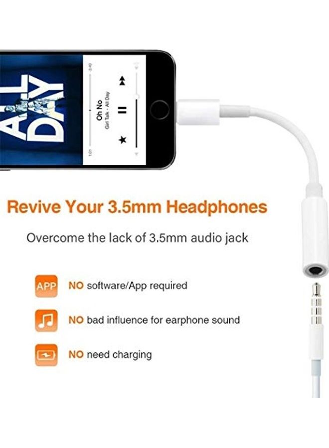 ديسوف أيكون طقم محول من منفذ Lightning إلى مقبس سماعة رأس مقاس 3.5 مم مكون من قطعتين أبيض - Image 3