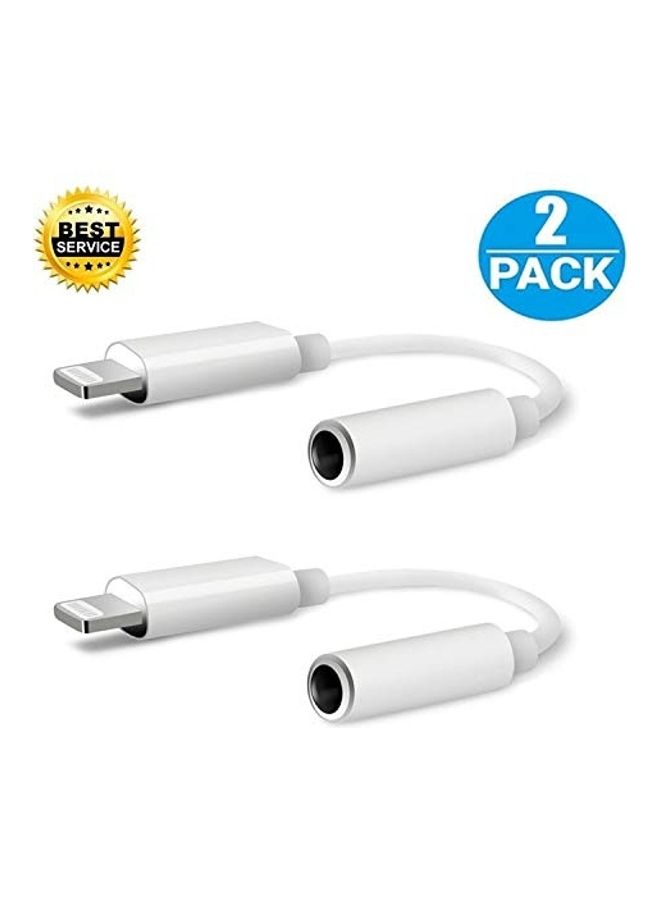 ديسوف أيكون طقم محول من منفذ Lightning إلى مقبس سماعة رأس مقاس 3.5 مم مكون من قطعتين أبيض - Image 2