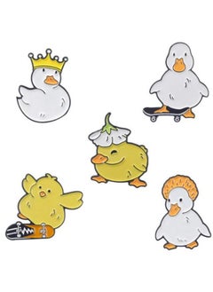Excefore Cartoon Cute Animals Duck Enamel Brooch Crown Little Yellow Duck Skateboard Fun Alloy Brooch Badge Clothes Accessories Jewelry bag decoration badge 5pcs  - Image 1