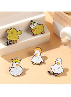 Excefore Cartoon Cute Animals Duck Enamel Brooch Crown Little Yellow Duck Skateboard Fun Alloy Brooch Badge Clothes Accessories Jewelry bag decoration badge 5pcs  - Image 2
