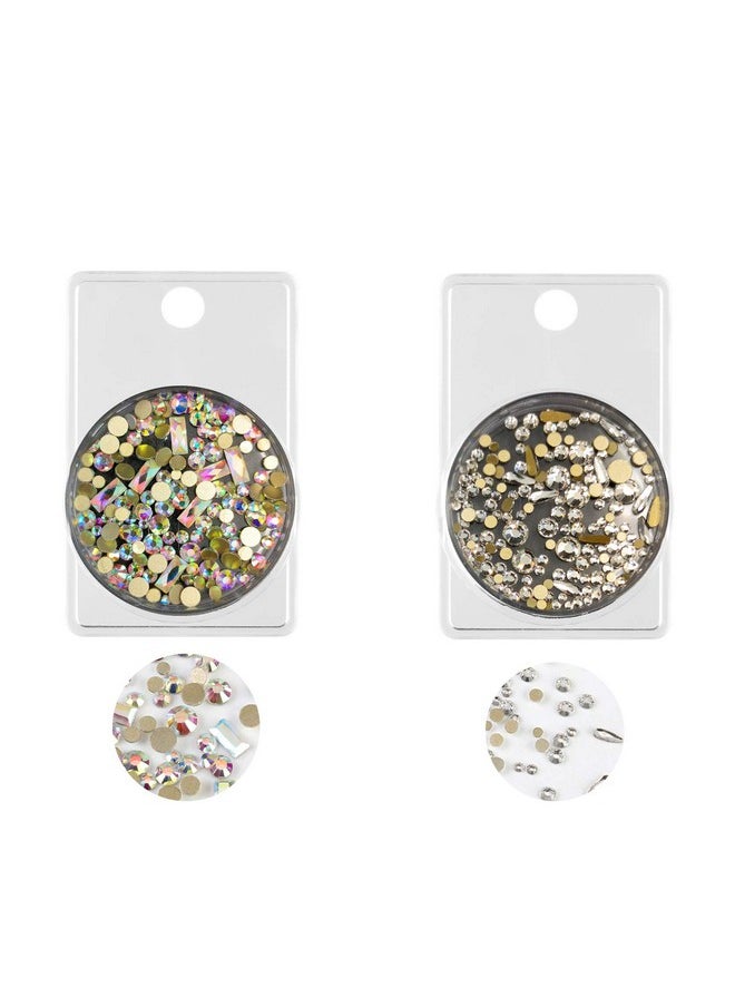S.A.V.I 2 Packs Of Flat Bottom Ab Rhinestones Diamond Shiny Manicure Accessories Mixed Sizes For Nail Art Decoration, (11G Each) (Set - 5)  - Image 1
