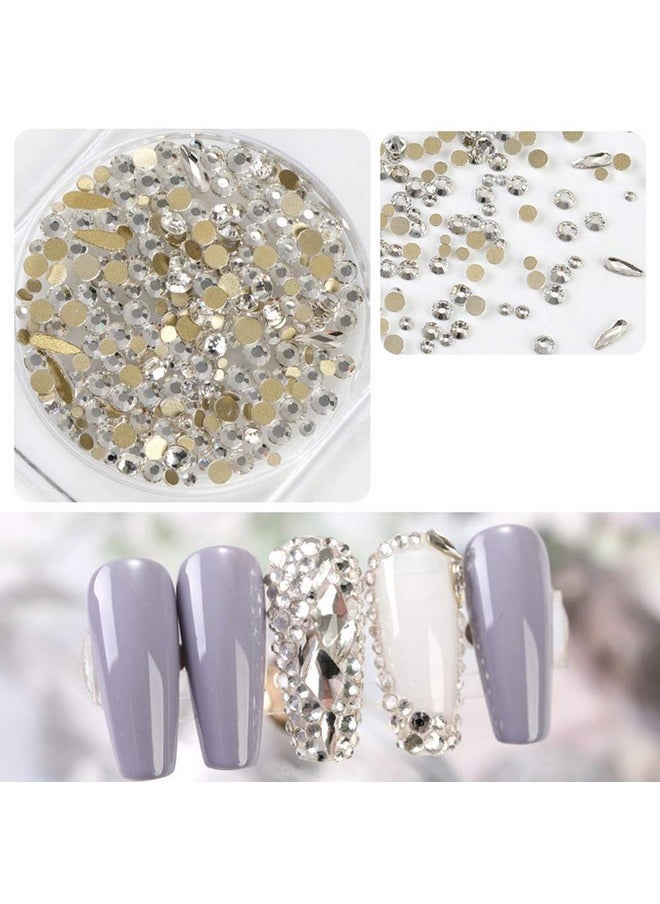 S.A.V.I 2 Packs Of Flat Bottom Ab Rhinestones Diamond Shiny Manicure Accessories Mixed Sizes For Nail Art Decoration, (11G Each) (Set - 5)  - Image 3