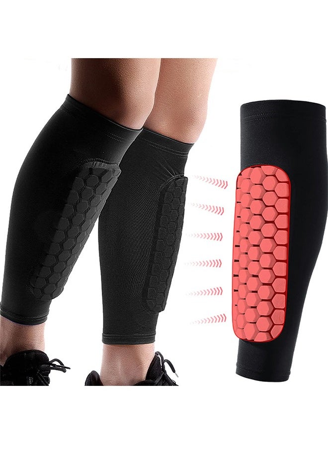 Ant 1 Pair Soccer Shin Guards, Football Shin Guard Socks Sleeves with Foam, Calf Compression Sleeve Honeycomb Pads, Child Calf Protective Gear Soccer Equipment, Shin Pads for Kids Youth Adult, Black L  - Image 1