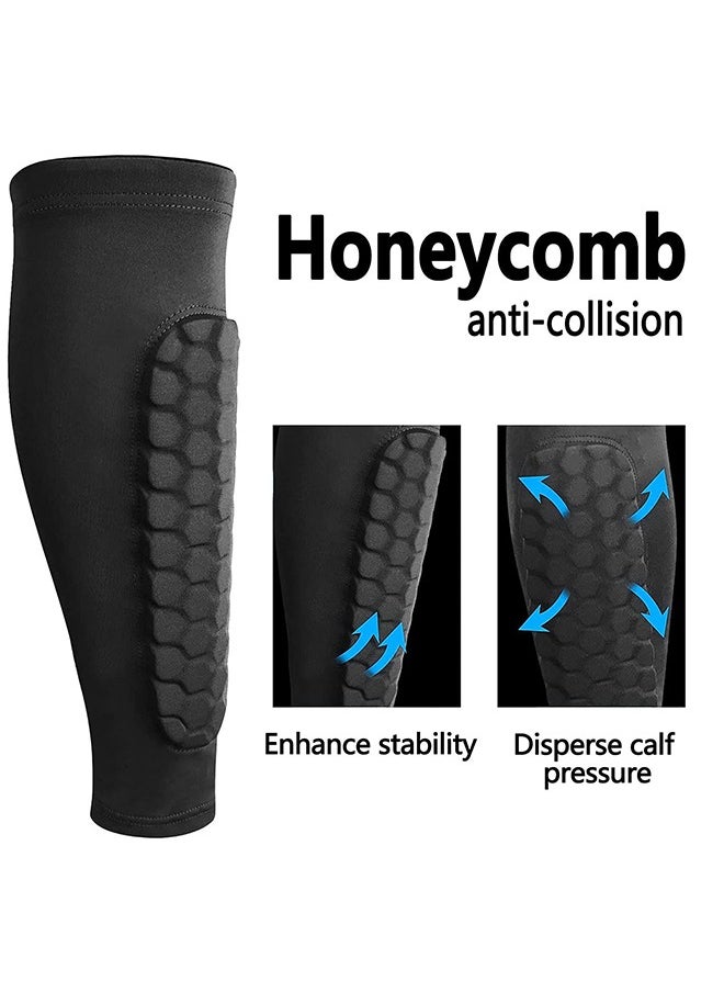 Ant 1 Pair Soccer Shin Guards, Football Shin Guard Socks Sleeves with Foam, Calf Compression Sleeve Honeycomb Pads, Child Calf Protective Gear Soccer Equipment, Shin Pads for Kids Youth Adult, Black L  - Image 4