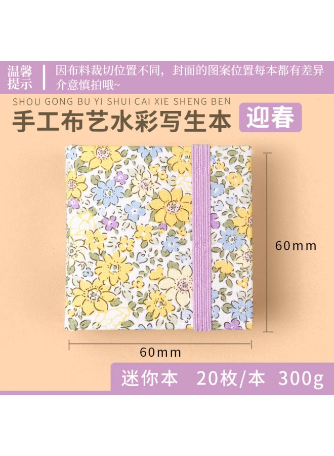 Flying Bird Feile Bird Fabric Watercolor Book 300g Art Student Painting Square Hand Account Book Fine Grain Mini Portable Painting Book - Image 1