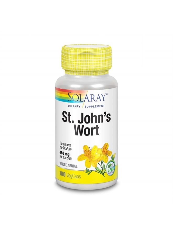 SOLARAY St. John's Wort Aerial 450mg | Herbal Support for Mood, Brain Health & Healthy Sleep | 100% Vegan, Non-GMO | 100ct - Image 1