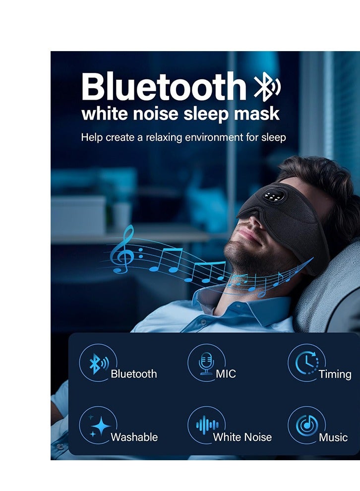 Bluetooth Sleep Headphones White Noise Sleep Mask,3D Eye Mask for Sleeping,38 Relaxing Soothing Sounds,16hrs Playingtime,Light Blocking Eye Mask, Auto - off Timer - Image 4