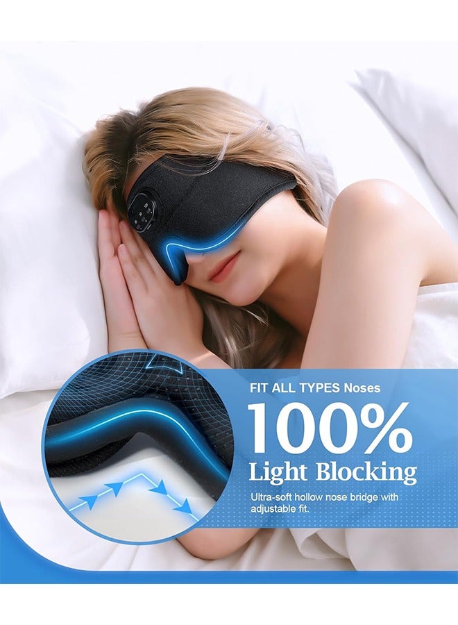 Bluetooth Sleep Headphones White Noise Sleep Mask,3D Eye Mask for Sleeping,38 Relaxing Soothing Sounds,16hrs Playingtime,Light Blocking Eye Mask, Auto - off Timer - Image 2