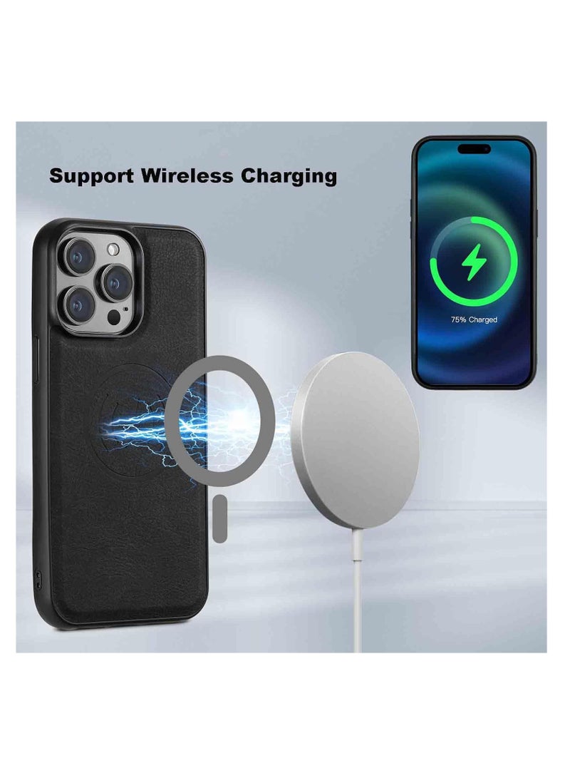Aookay For iPhone 16 Pro Max Leather Card Holder Phone Case, Magnetic Stand, Wireless Charging Leather Cover 2 in 1 Detachable Card Case Phone Case Compatible for iPhone16 Pro Max (Brown-H15)  - Image 2