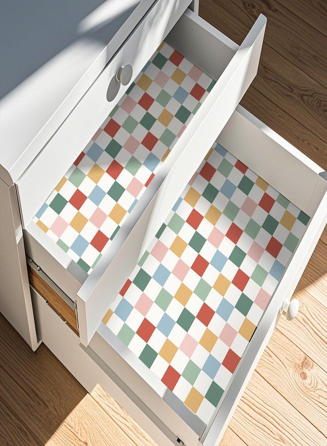 ReWallpaper ورق حائط ReWallpaper بتصميم مربعات ورق حائط لاصق قابل للإزالة بنمط شبكي عتيق لغرفة النوم والحضانة والخزائن والأرفف وبطانة الأدراج وديكورات منزلية 17.5 بوصة × 10 أقدام - Image 2