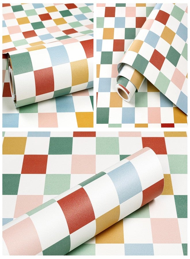 ReWallpaper ورق حائط ReWallpaper بتصميم مربعات ورق حائط لاصق قابل للإزالة بنمط شبكي عتيق لغرفة النوم والحضانة والخزائن والأرفف وبطانة الأدراج وديكورات منزلية 17.5 بوصة × 10 أقدام - Image 5