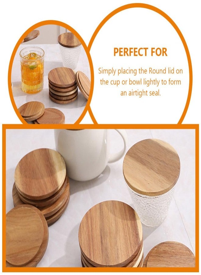 Hemoton Reusable Wooden Mug Lid Round Cup Cover for Coffee Tea and Water 3.54 Inch Airtight Seal Easy-Clean Mug Cover 4 Pack - Image 4