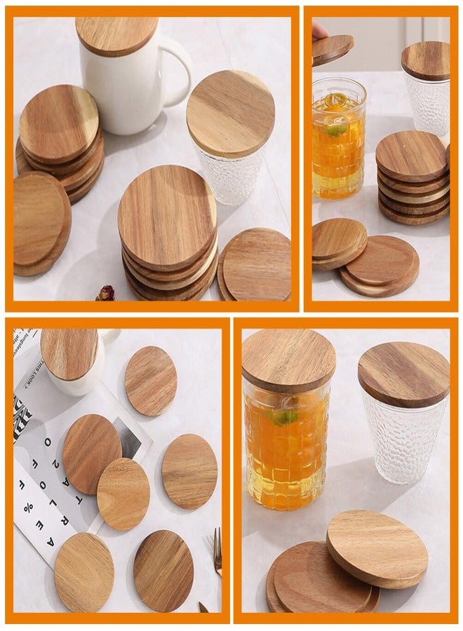Hemoton Reusable Wooden Mug Lid Round Cup Cover for Coffee Tea and Water 3.54 Inch Airtight Seal Easy-Clean Mug Cover 4 Pack - Image 5