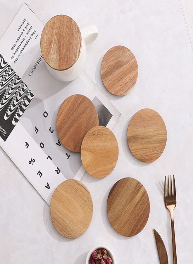 Hemoton Reusable Wooden Mug Lid Round Cup Cover for Coffee Tea and Water 3.54 Inch Airtight Seal Easy-Clean Mug Cover 4 Pack - Image 3