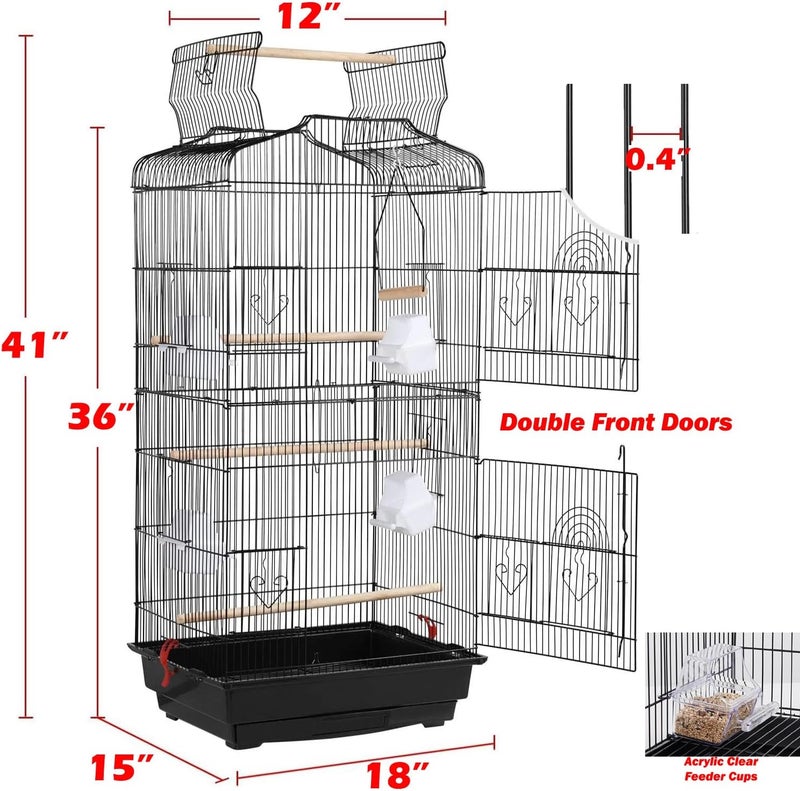 Mcage Large 36-Inch Portable Bird Flight Cage for Canary Parakeet Cockatiel Lovebird Finch Small Parrot Budgies Travel Bird Cage - Image 2