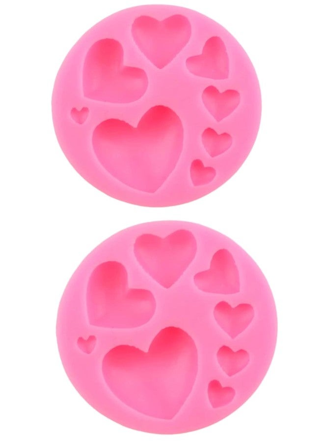 GANPUB 2Pcs Pink Silicone Molds, Different Sizes Heart Chocolate Mold Heart Shape Candy Molds for Cookie Decor, Pastry, Cake, Chocolate Making，Bakeware - Image 1