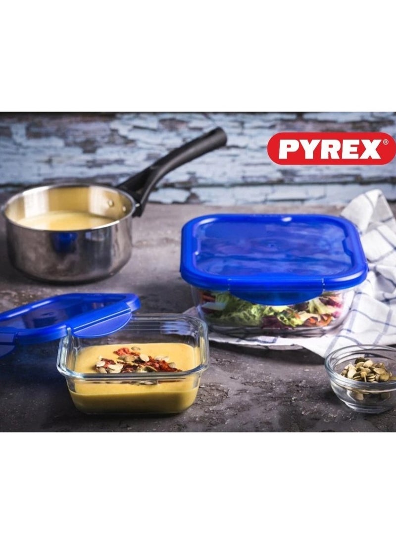 Pyrex Cook&Go 0.8L Square Storage Dish with Airtight Lid - Versatile Freezer-to-Oven Solution Blue 800ml - Image 4