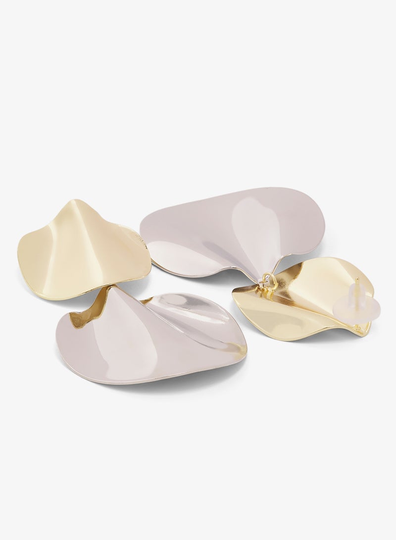 Ginger Gold And Silver Statement Drop Down Earrings - Image 2