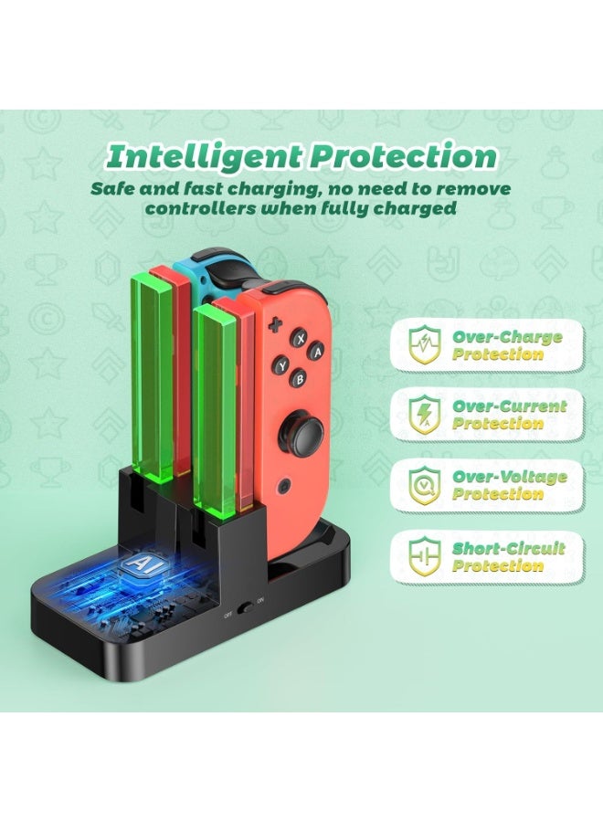 FIRST PRO Controller Charger Compatible with Nintendo Switch and OLED Model for Joycon, Charging Station for Joy Con and for Pro Controller with Charger Indicator and Charging Cable - Image 3