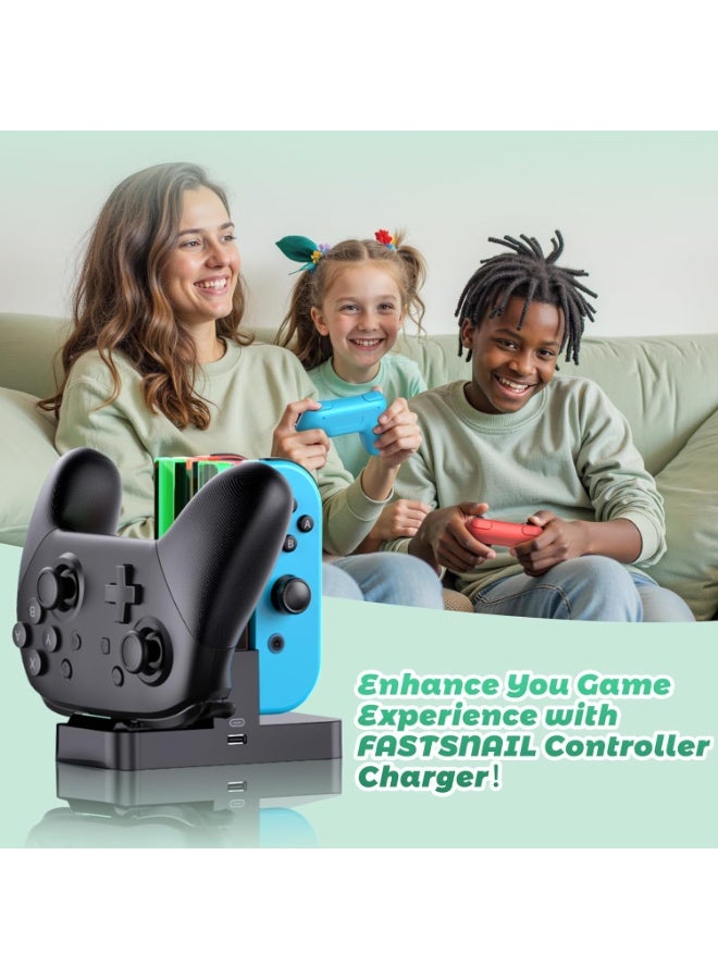 FIRST PRO Controller Charger Compatible with Nintendo Switch and OLED Model for Joycon, Charging Station for Joy Con and for Pro Controller with Charger Indicator and Charging Cable - Image 2