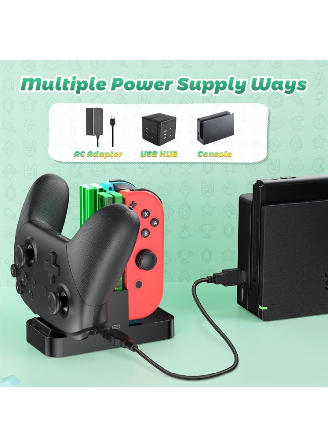 FIRST PRO Controller Charger Compatible with Nintendo Switch and OLED Model for Joycon, Charging Station for Joy Con and for Pro Controller with Charger Indicator and Charging Cable - Image 4