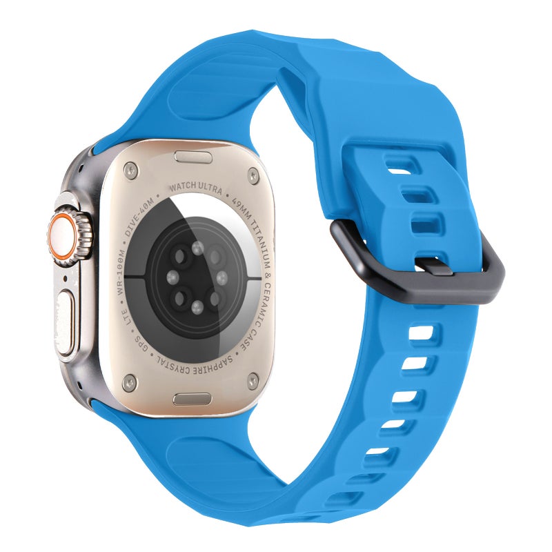 erorex For Apple Watch 42Mm Ripple Silicone Sports Watch Band(Sky Blue) - Image 2