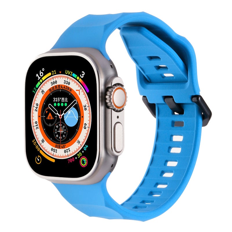 erorex For Apple Watch 42Mm Ripple Silicone Sports Watch Band(Sky Blue) - Image 1