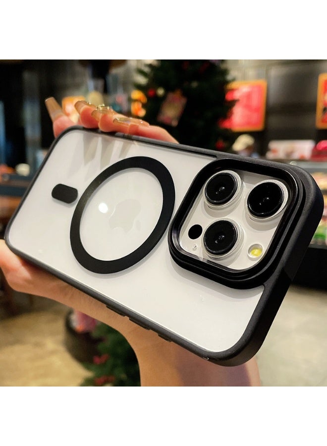 جراب iPhone 15 Pro Max مع ملحق مغناطيسي، جراب غير لامع ناعم الملمس، غطاء واقٍ مضاد للصدمات وبصمات الأصابع، أسود كلاسيكي - Image 3