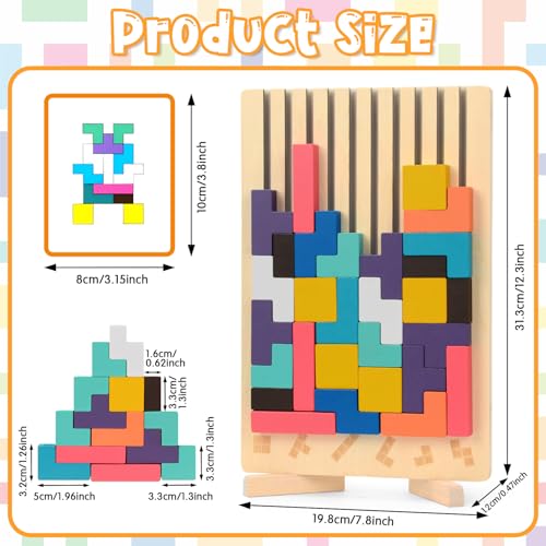 Fantspati Wooden Stacking Puzzle Toy Montessori Toys for 3 Year Old Wooden Brain Teaser Puzzles 3D Russian Blocks Educational Gift for Boys and Girls Brain Teaser Activity for Home Decor Toys Games - Image 5