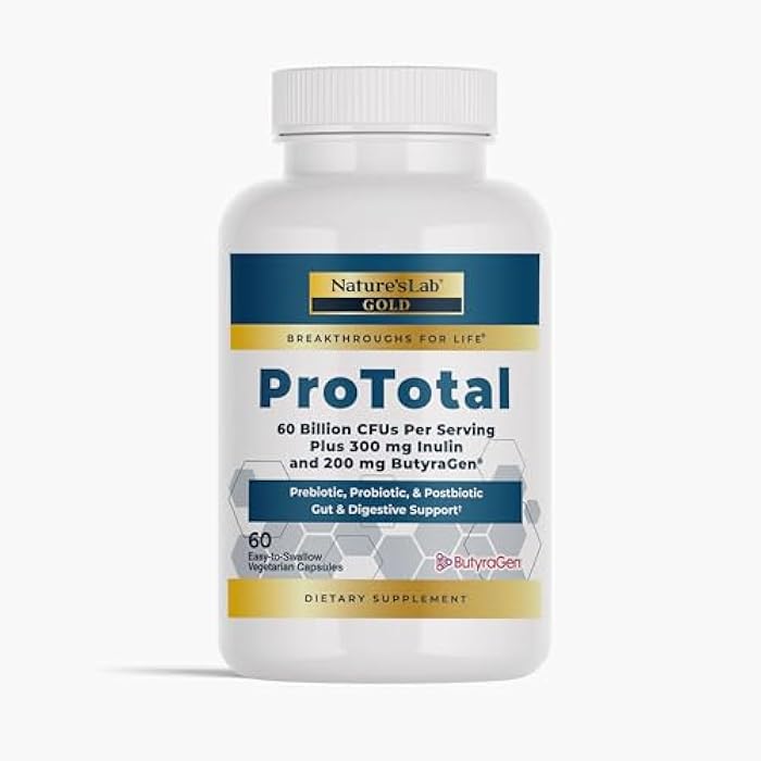 Nature's Lab Gold ProTotal - 60 Billion CFU Probiotic, Prebiotic, Postbiotic, Synbiotic - with Butyragen (Direct Butyrate Generator) 60 Ct - Image 1