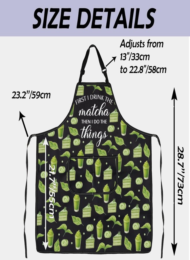 Gzrlyf Matcha Apron For Women First I Drink The Matcha Tea Lover Gift Green Tea Drinker Barista Kitchen Aprons (THE matcha) - Image 2