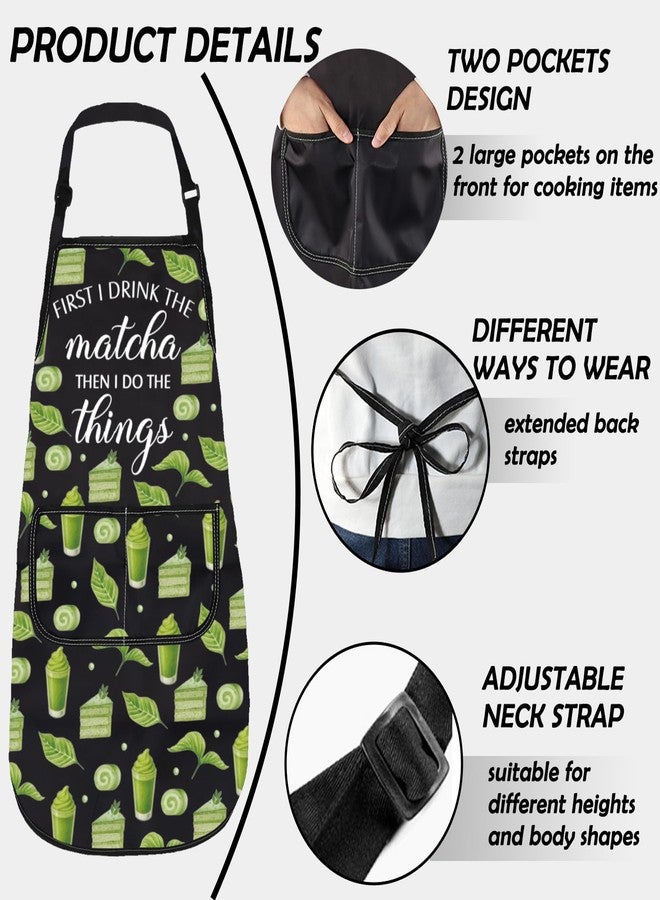 Gzrlyf Matcha Apron For Women First I Drink The Matcha Tea Lover Gift Green Tea Drinker Barista Kitchen Aprons (THE matcha) - Image 4