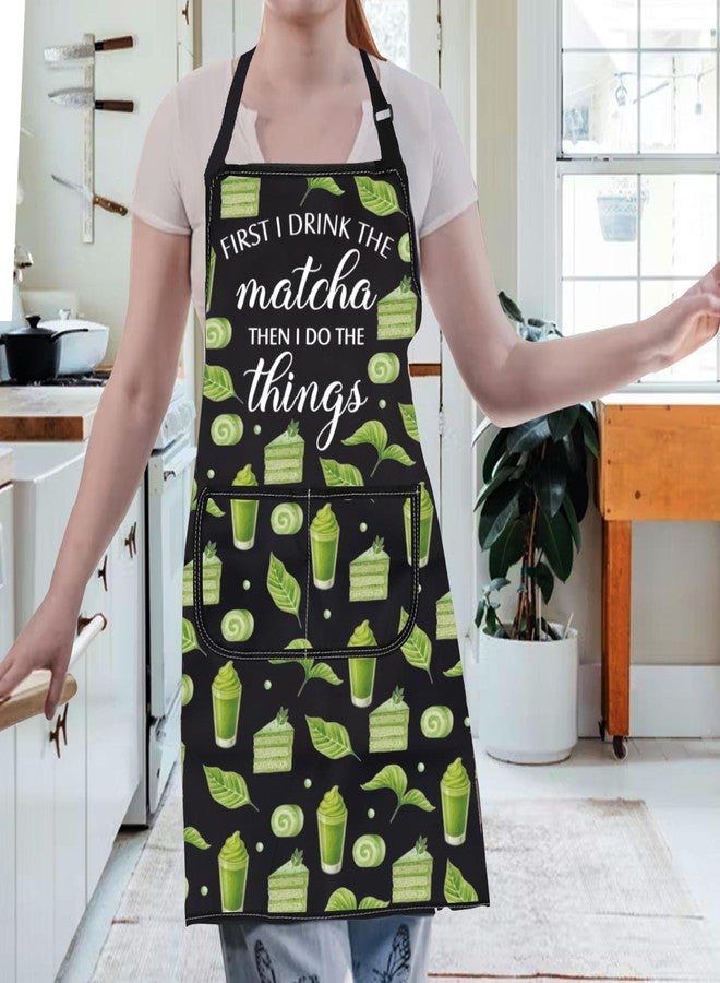 Gzrlyf Matcha Apron For Women First I Drink The Matcha Tea Lover Gift Green Tea Drinker Barista Kitchen Aprons (THE matcha) - Image 5