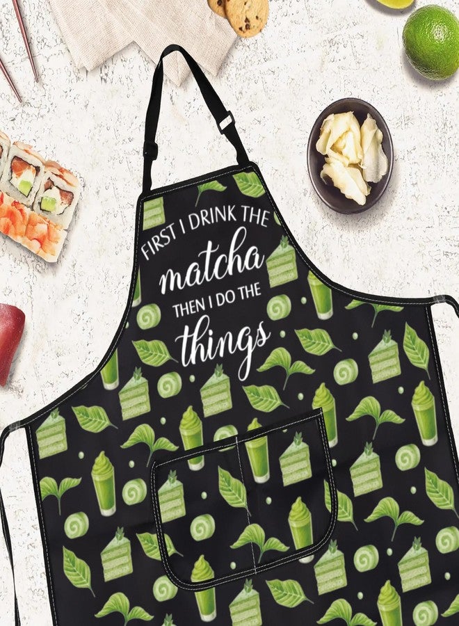 Gzrlyf Matcha Apron For Women First I Drink The Matcha Tea Lover Gift Green Tea Drinker Barista Kitchen Aprons (THE matcha) - Image 3