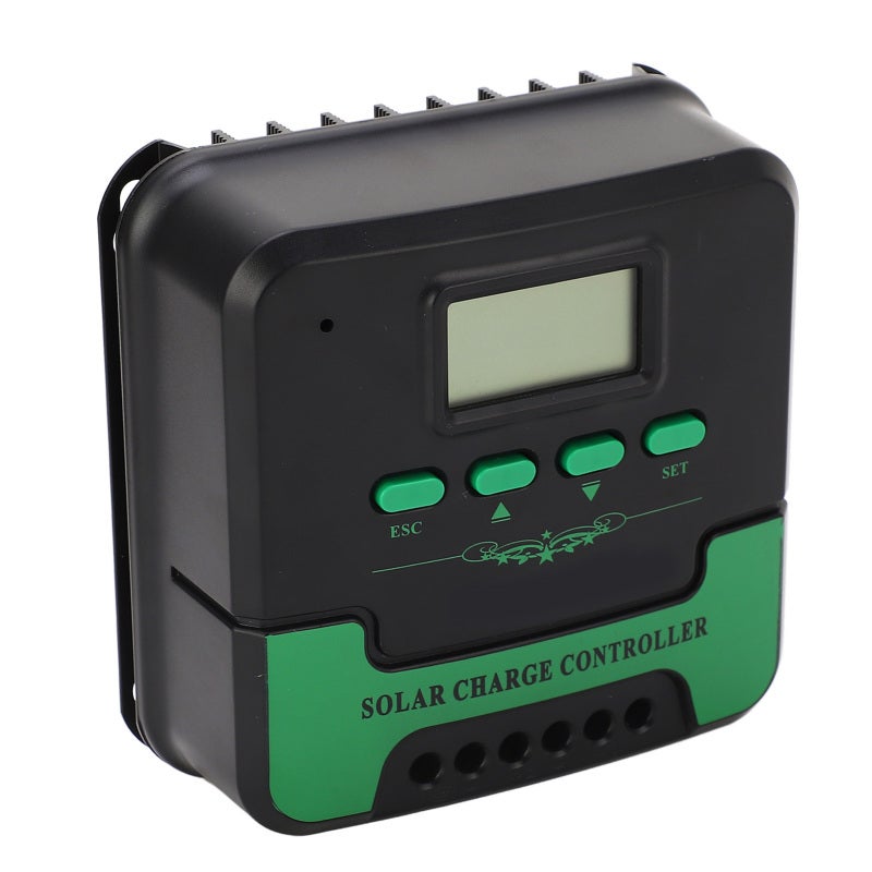 MPPT Solar Charge Controller 12V 24V Adaptive Dual Fan Cooling - LCD Display Real-Time Power Tracking for Off Grid PV System Home Base Station - Image 1