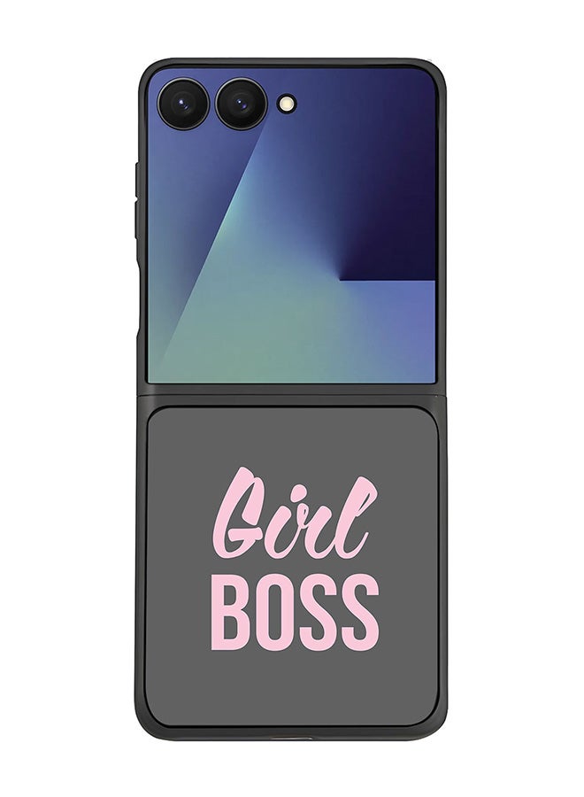Stylizedd For Samsung Galaxy Z Flip7 Case,Slim fit Camera Protection, Shockproof Thin Phone cover  - Girl Boss (Grey)