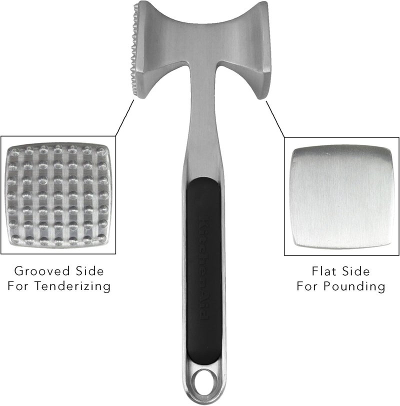KitchenAid Gourmet Multi Sided Meat Tenderizer for Pounding Meats, Nuts, Shellfish, ect, Hang Hole for Easy Storage, Hand Wash, One Size, Black - Image 3