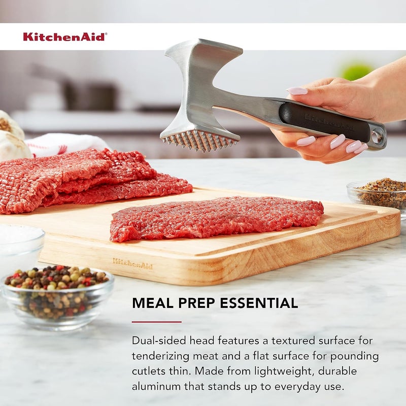 KitchenAid Gourmet Multi Sided Meat Tenderizer for Pounding Meats, Nuts, Shellfish, ect, Hang Hole for Easy Storage, Hand Wash, One Size, Black - Image 4
